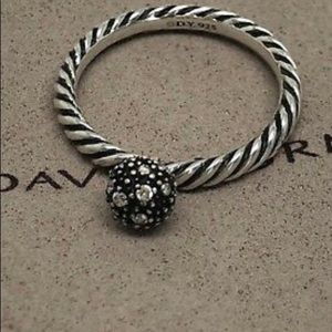 David Yurman White Diamond Dangle Ball Stack Ring